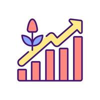 Plants growth level increase RGB color icon vector