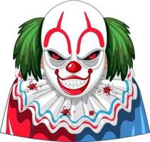 Creepy clown face on white background vector