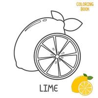 Libro para colorear con ilustración de vector de limón imprimible