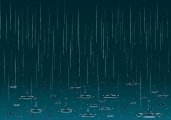 Rain background with drops and splashes vector illustration
