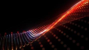 loop of mesh glowing blue orange dots digital Slow motion wave video