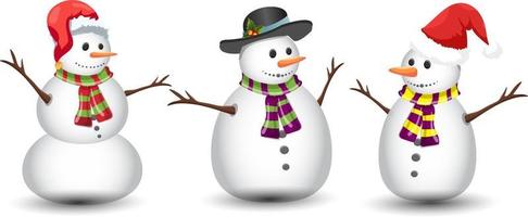 Snowman set Christmas collection vector illustration design