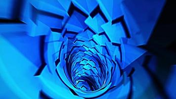 abstrato azul brilhante futurista voando iluminado efeito na caverna. video