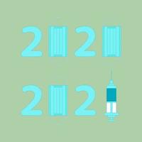 Vaccine 2021 and Facemask 2020 vector