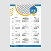 Calendar 2022 template with blue color vector