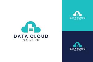 data cloud negative space logo design vector