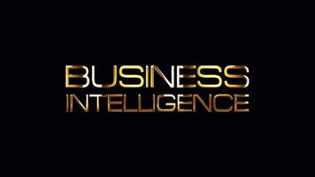 BUSINESS INTELLIGENCE golden text with gold light effect loop video