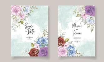 Elegant floral wedding invitation card design vector