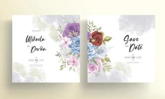 elegante diseño de tarjeta de invitación de boda floral vector