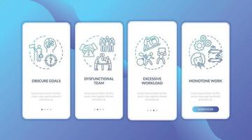 Burnout onboarding mobile app page screen with concepts vector