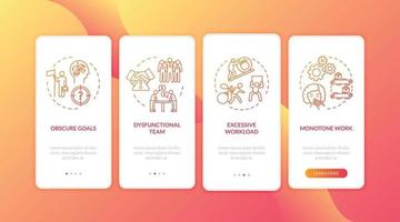 Burnout onboarding mobile app page screen with concepts vector