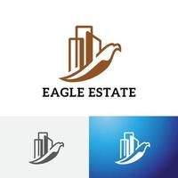 Eagle Hawk Bird City Building Real Estate Logo vector