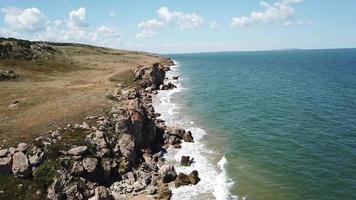 Aerial view of general's beaches and seascape, Autumn in Crimea video
