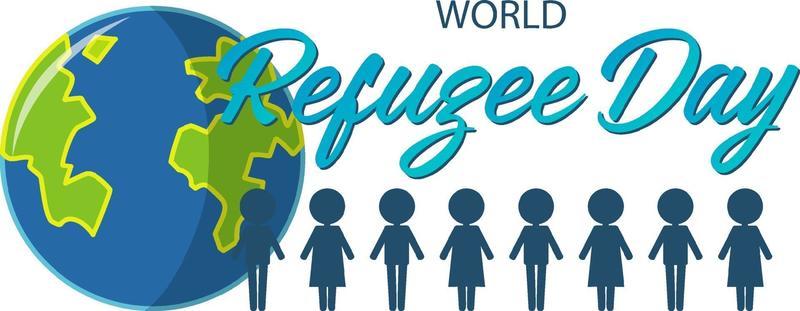 World Refugee Day banner with people sign and globe