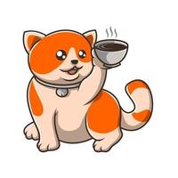 Cat holding coffee cup vector