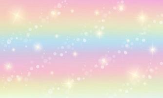 Fondo de fantasía holográfica de arco iris. cielo con estrellas y bokeh. vector