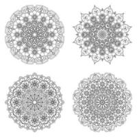 Circular pattern in the form of mandala with flower for henna, mehndi. vector