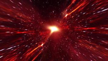 roter Hyperraumtunnel durch den Hintergrund der Raumzeitwirbelschleife leuchten