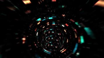 neon gloeiende stralen in beweging digitale technologische tunnels