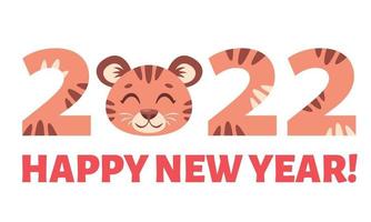 Happy New Year 2022. Year of the tiger. vector