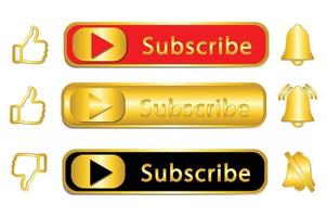 Subscribe Button, Social media icon set with three colour vector