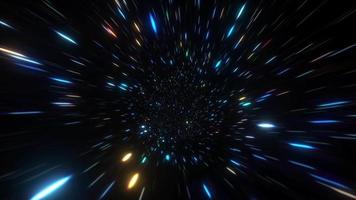 espaço de partículas de luzes de néon em túnel escuro video