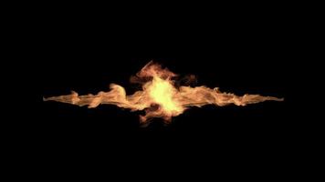 CG animation of fire explosion with alpha matte on black background.