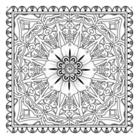 Outline square flower pattern in mehndi style for coloring book page vector