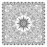 Outline square flower pattern in mehndi style for coloring book page vector