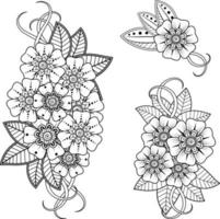 flor mehndi para henna, mehndi, tatuaje, decoración vector