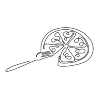 Continuous line drawing of pizza food minimalism design vector