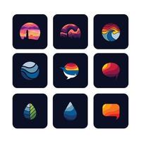 9 modern icon logo collection vector