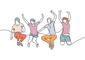 Group of people jumping looks happy and enjoying their life vector