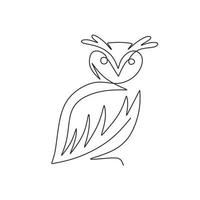 Owl one line drawing vector. Minimalism style of bird logo icon vector