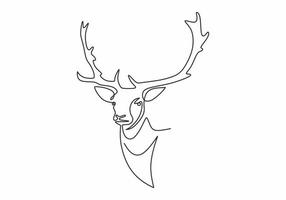 Continuous line drawing of reindeer head vector. Winter animal. vector