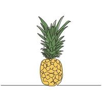 minimalismo de vector de dibujo de una línea continua de piña