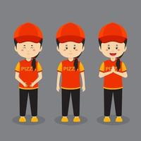 Pizza Delivery Character with Various Expression vector