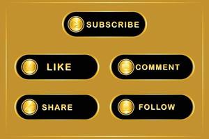 Social media button with golden colour vector