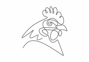 Rooster one line drawing vector. Minimalism design of cock animal vector