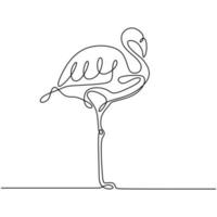 dibujo de una línea de pájaro minimalismo flamenco animal vector