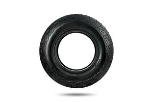 Side view of an all terrain tire isolated on white background. photo