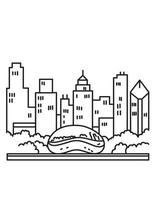 horizonte de chicago con la puerta de la nube de frijol escultura mono line art vector