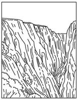 Black Canyon of Gunnison National Park in Colorado USA Mono line Art vector