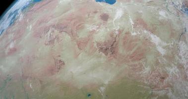 deserto del sahara nel pianeta terra, vista aerea dallo spazio esterno video