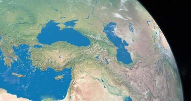 penisola dell'Anatolia nel pianeta terra dallo spazio video
