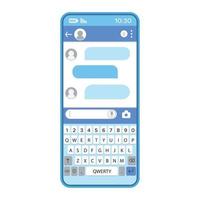 The messenger window on the phone screen. Chatbot vector