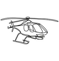 Helicopter in Full Flight Continuous Line Drawing vector