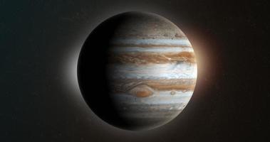 Jupiter planet rotating in its own orbit in the outer space video