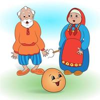 Grandfather and grandmother from the fairy tale Kolobok. vector