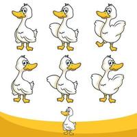 Duck mascot sets with six different pose vector